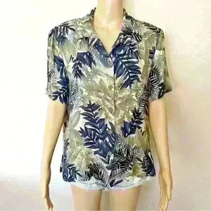 Vintage oversized Pattern Hawaiian floral short sleeves button down blouse/shirt